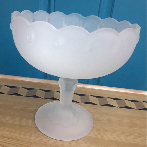 Other - Vintage Glass Pedestal Dish Rare Frosted Glass Indiana Viking Collectible Decor